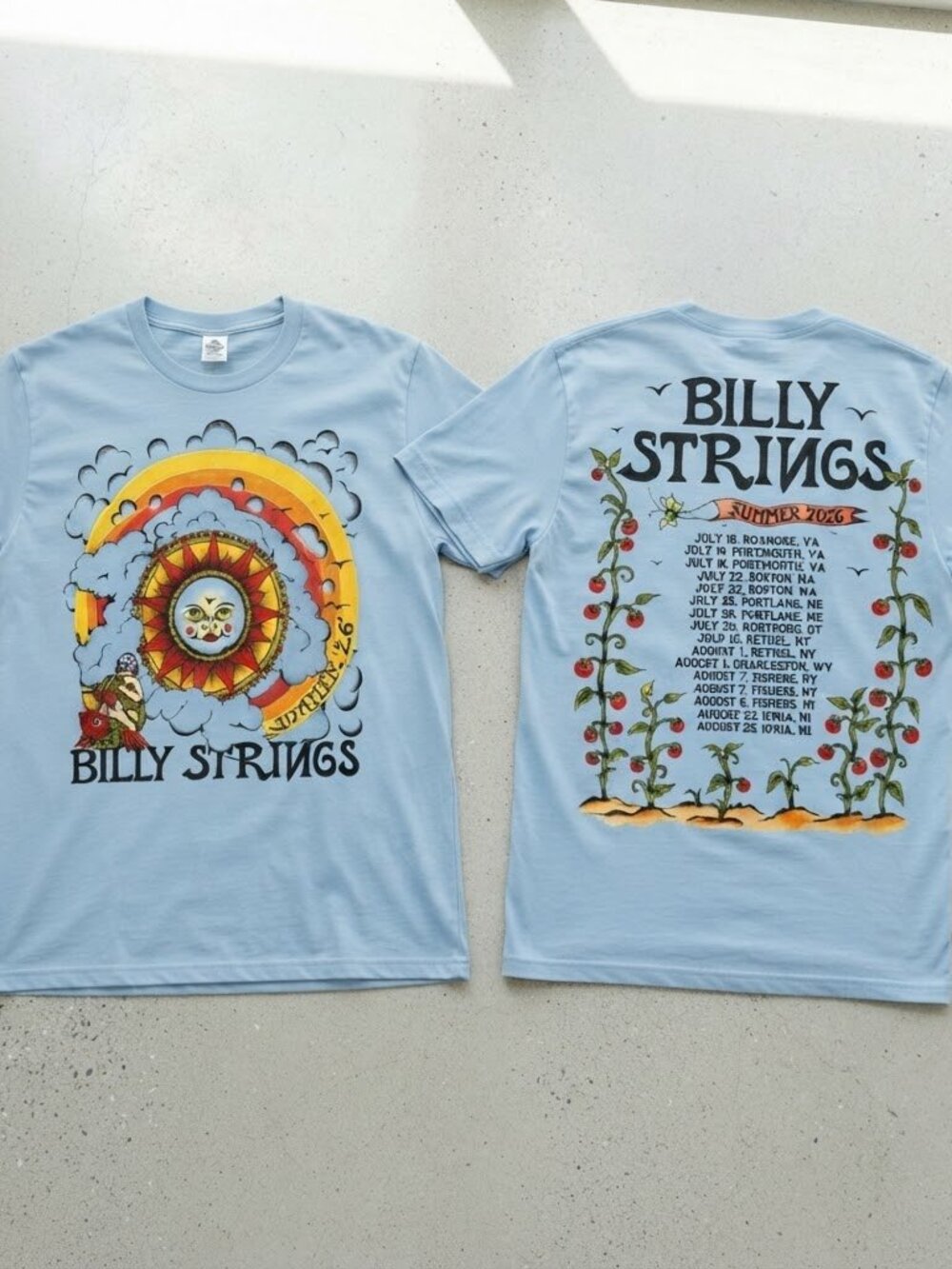 Billy Strings Summer Tour 2026 Sun Dates Graphic Band T-Shirt Unisex